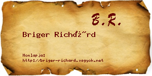 Briger Richárd névjegykártya